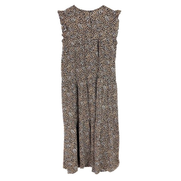NWOT ASOS DESIGN Sleeveless Tiered Midi Dress With Frills Leopard Print Size 8 - Picture 8 of 14